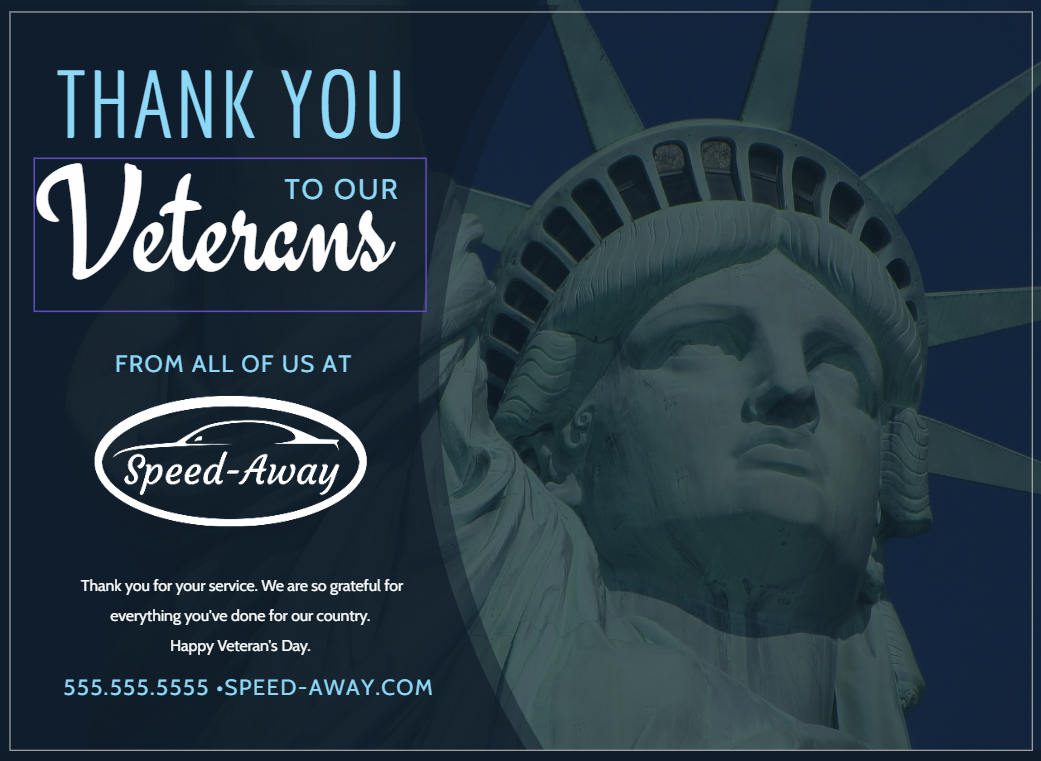 Veteran's Day postcard example -missionprint.com